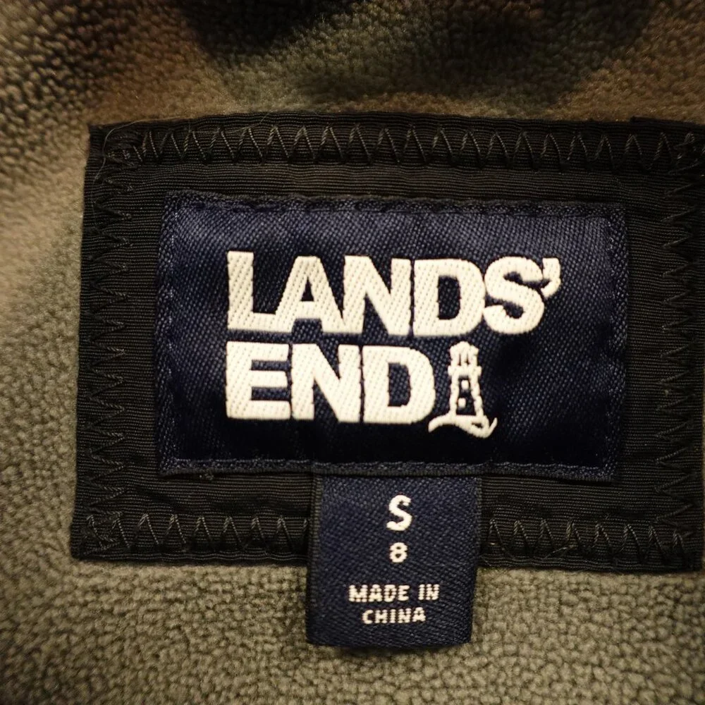 Lands’ End Squall‎ Hooded Insulated Jacket Boys Small Black Gray Winter